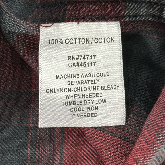 Men's Bass Pro Large Flannel Shirt Plaid Buffalo Red Gray Pocket Long Sleeve NWT - Picture 8 of 8